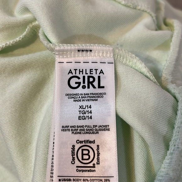 Athleta girl Terry warm up jacket XL size 14 citrine green surf & sand - Picture 7 of 7